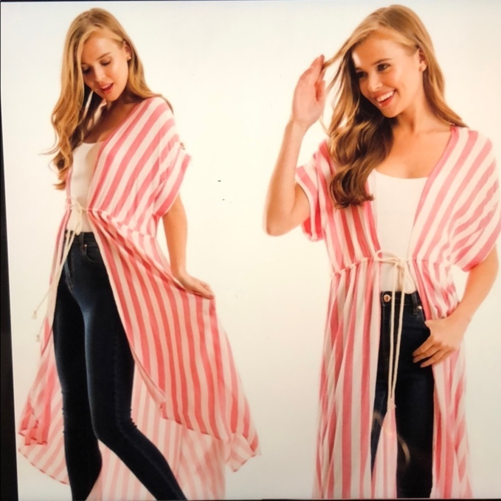 Love In hot pink and white duster